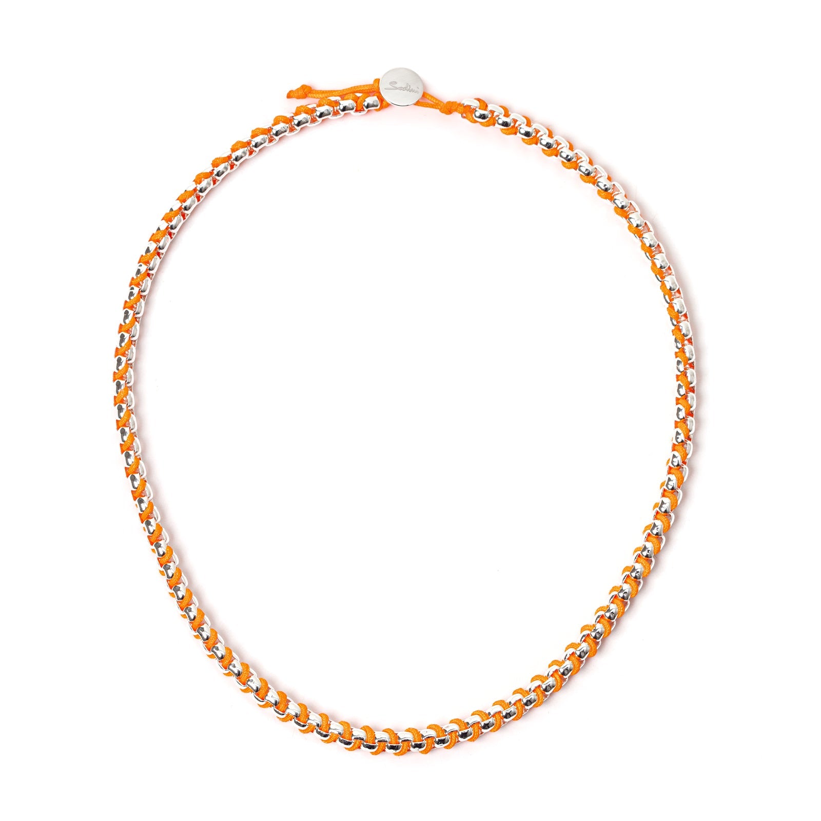 Short necklace Fusion - Rhodium and orange - Sodini Bijoux