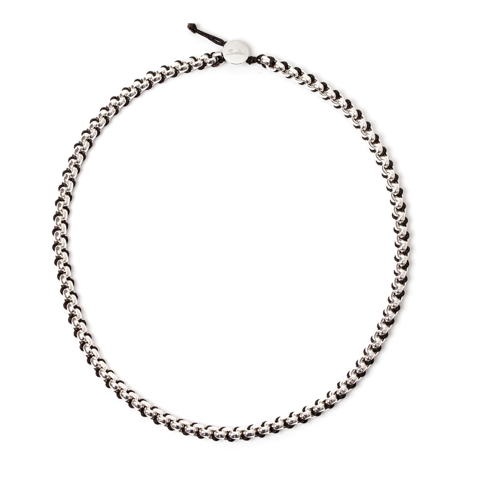 Short necklace Fusion - Rhodium and black - Sodini Bijoux