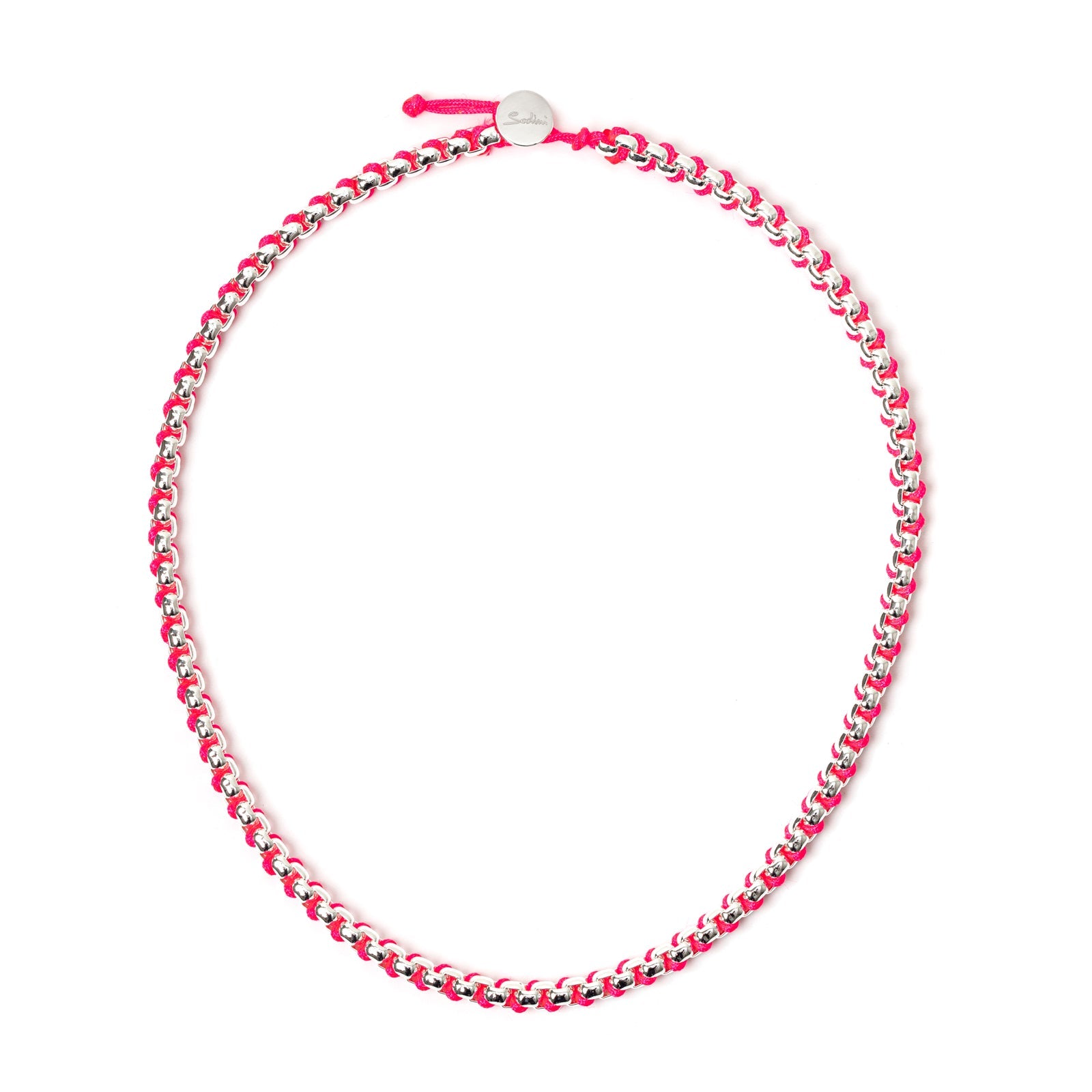 Short necklace Fusion - Rhodium and Fucsia - Sodini Bijoux