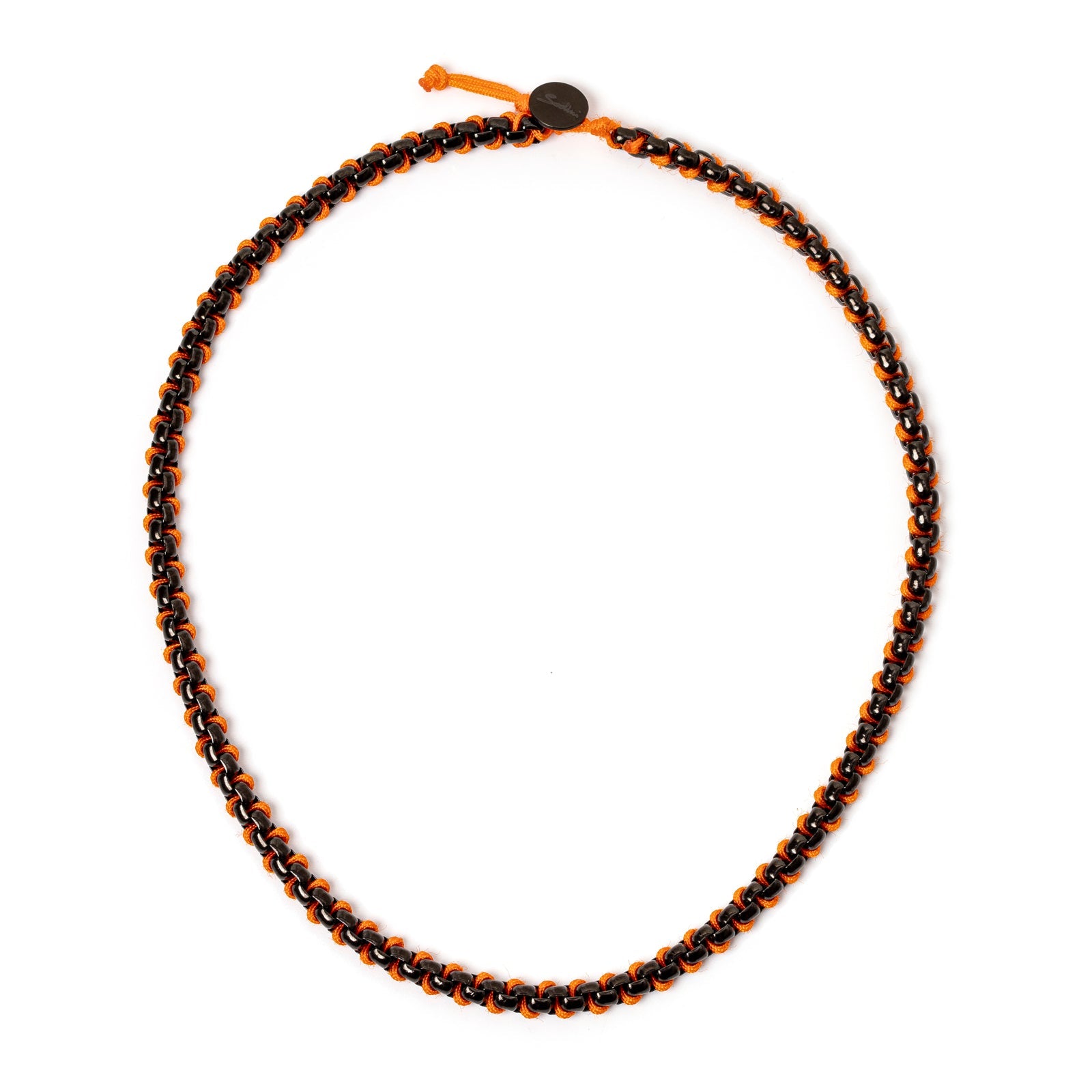 Short necklace Fusion - Black and orange - Sodini Bijoux