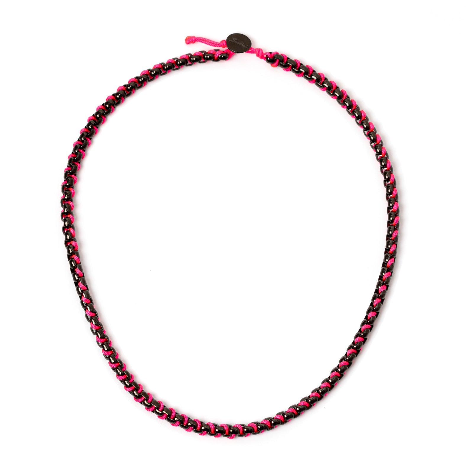 Short necklace Fusion - Black and Fucsia - Sodini Bijoux