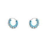 Orecchini cerchietto e sfere Fusion - Rodio e blu - Sodini Bijoux