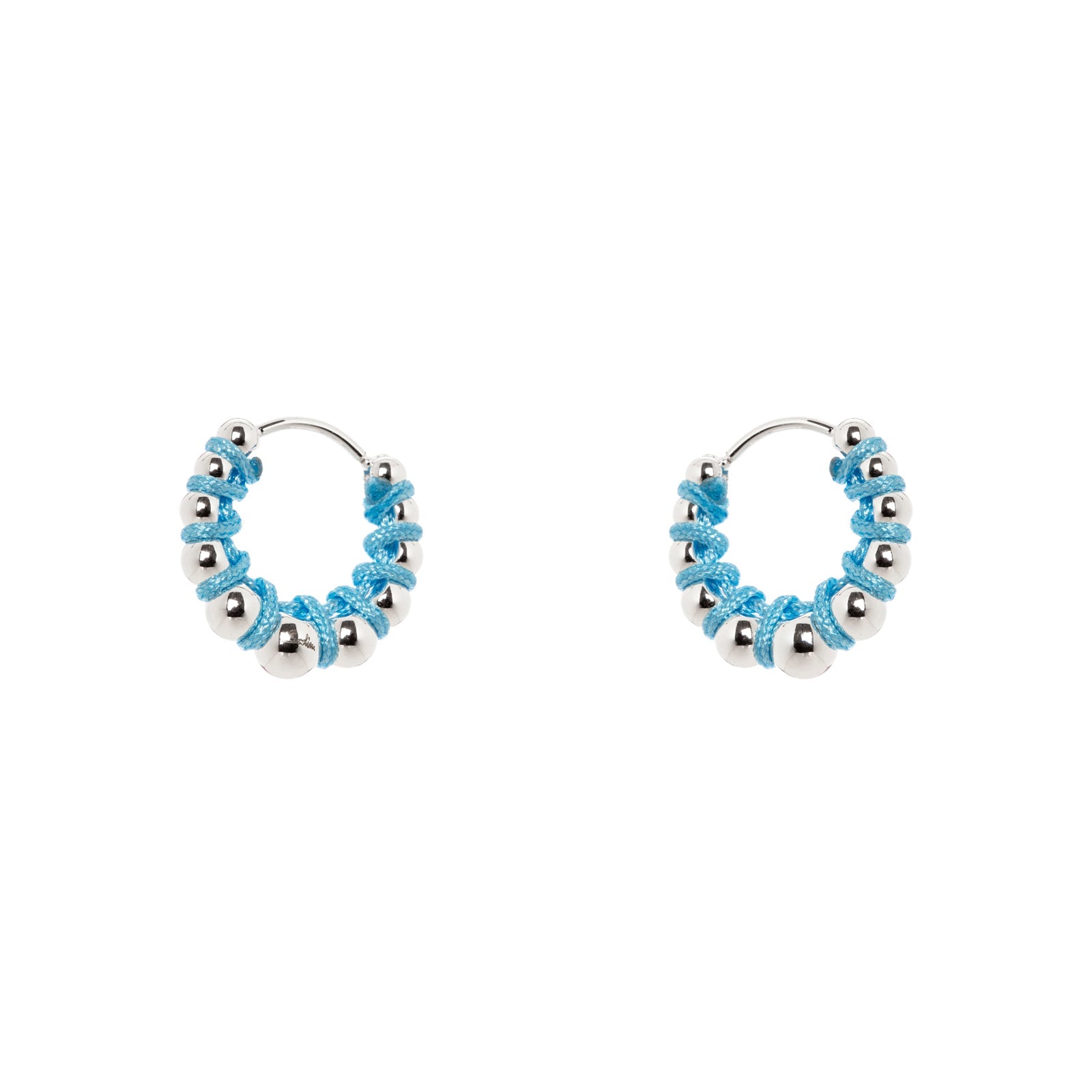 Little hoop and spheres earrings Fusion - Rhodium and blue - Sodini Bijoux