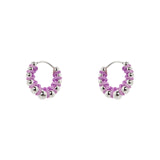 Little hoop and spheres earrings Fusion - Rhodium and purple - Sodini Bijoux