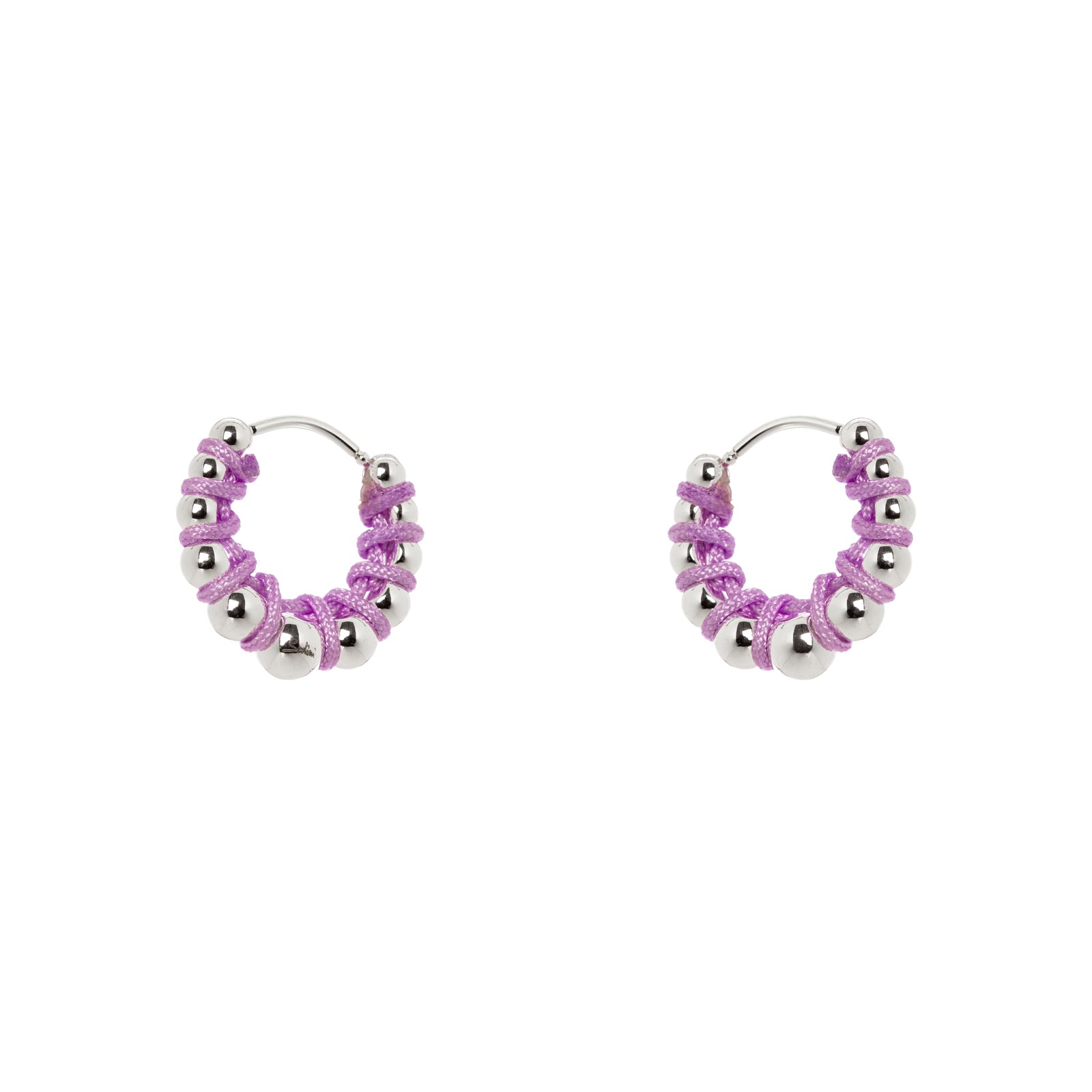 Little hoop and spheres earrings Fusion - Rhodium and purple - Sodini Bijoux