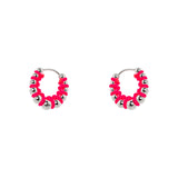 Little hoop and spheres earrings Fusion - Rhodium and Fucsia - Sodini Bijoux
