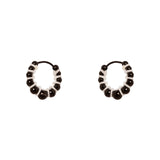 Little hoop and spheres earrings Fusion - Black and white - Sodini Bijoux