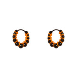 Little hoop and spheres earrings Fusion - Black and orange - Sodini Bijoux