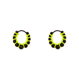 Little hoop and spheres earrings Fusion - Black and yellow - Sodini Bijoux