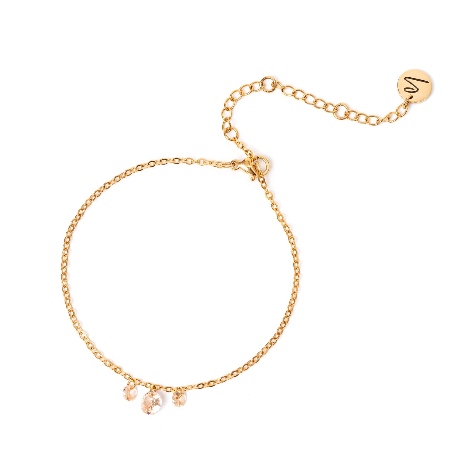 Bracciale con tre cristalli Lucciolina - Champagne - Sodini Bijoux