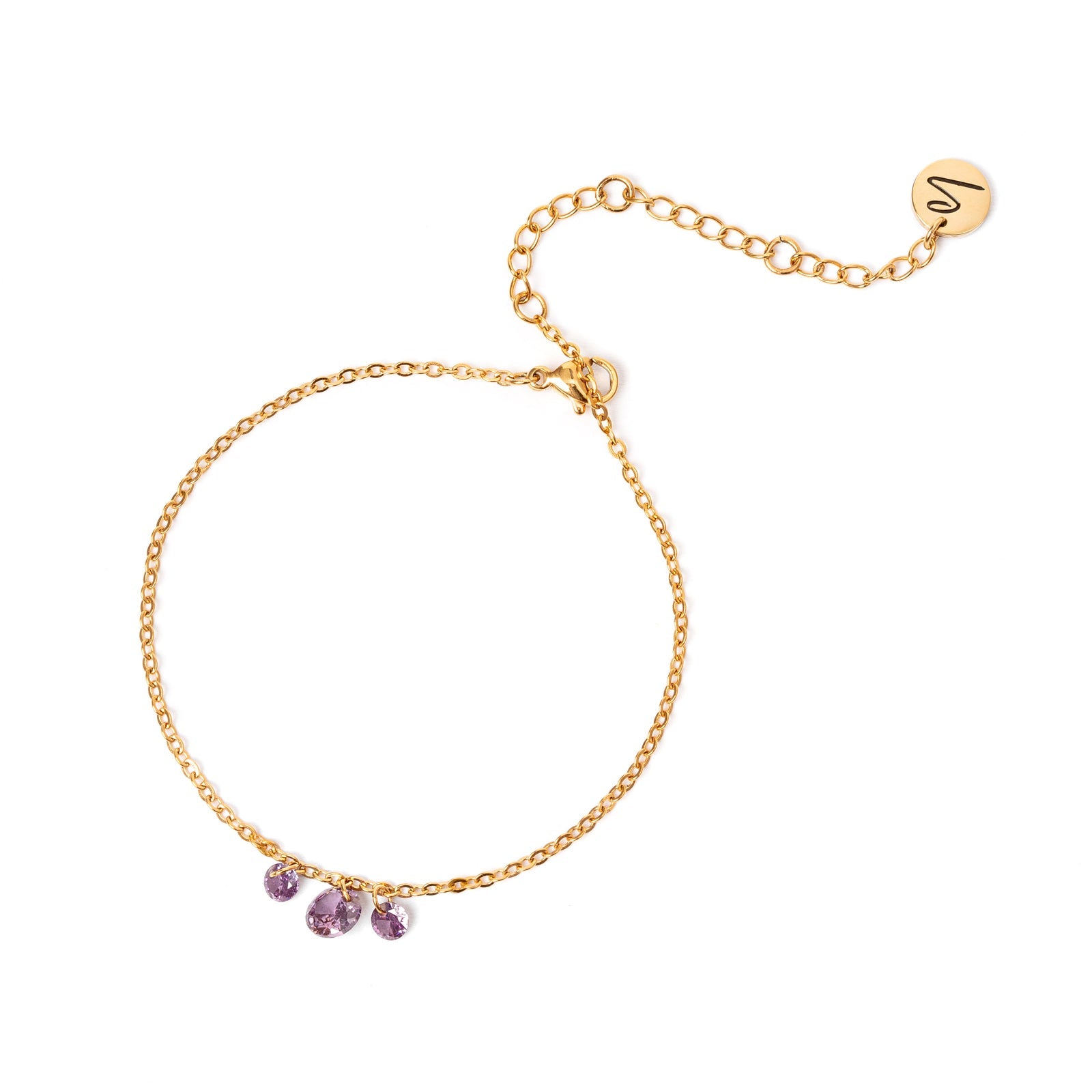 Bracciale con tre cristalli Lucciolina - Viola - Sodini Bijoux