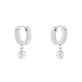 Orecchini cerchietto e cristallo pendente Lucciolina - Bianco - Sodini Bijoux