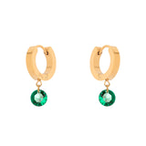 Orecchini cerchietto e cristallo pendente Lucciolina - Verde - Sodini Bijoux