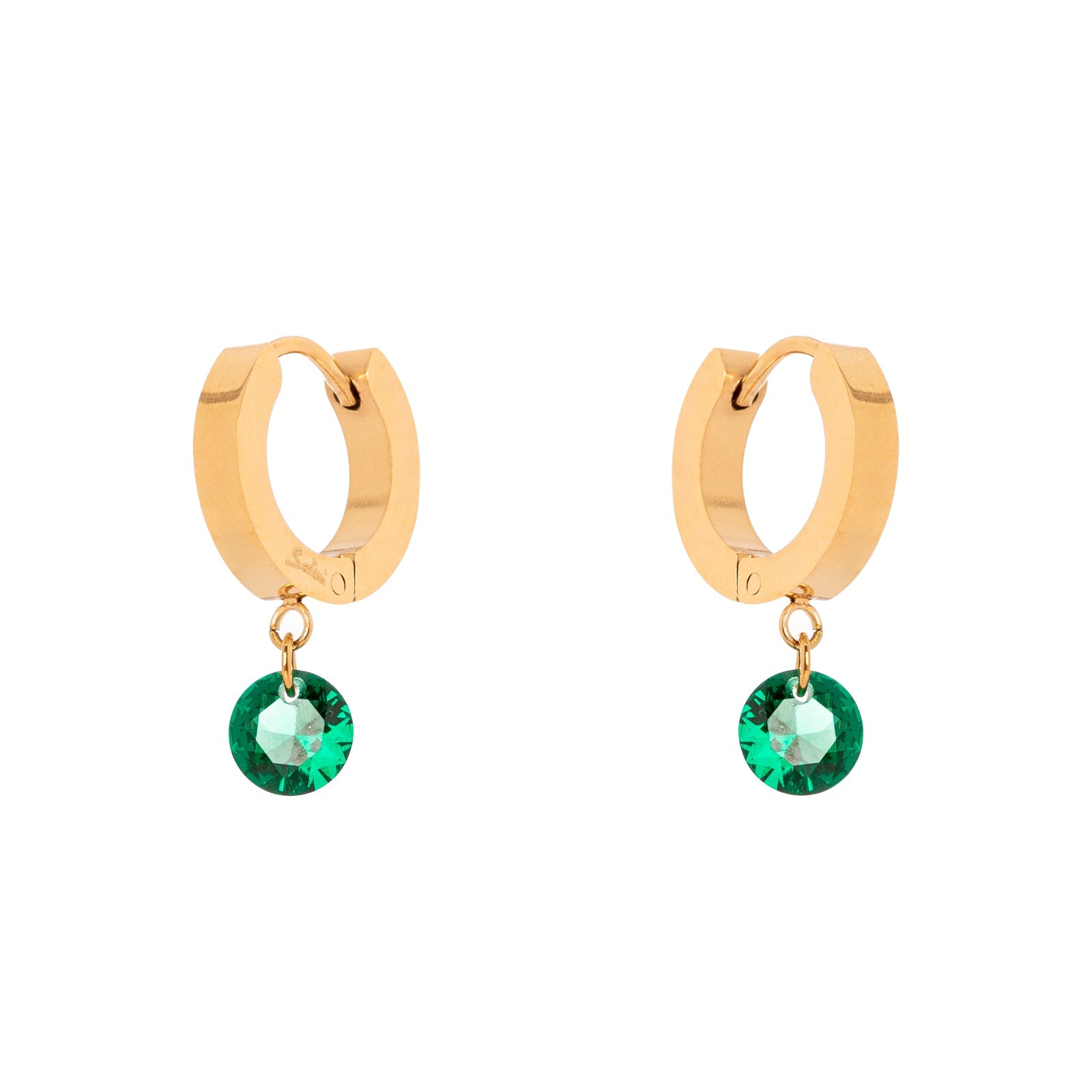 Orecchini cerchietto e cristallo pendente Lucciolina - Verde - Sodini Bijoux