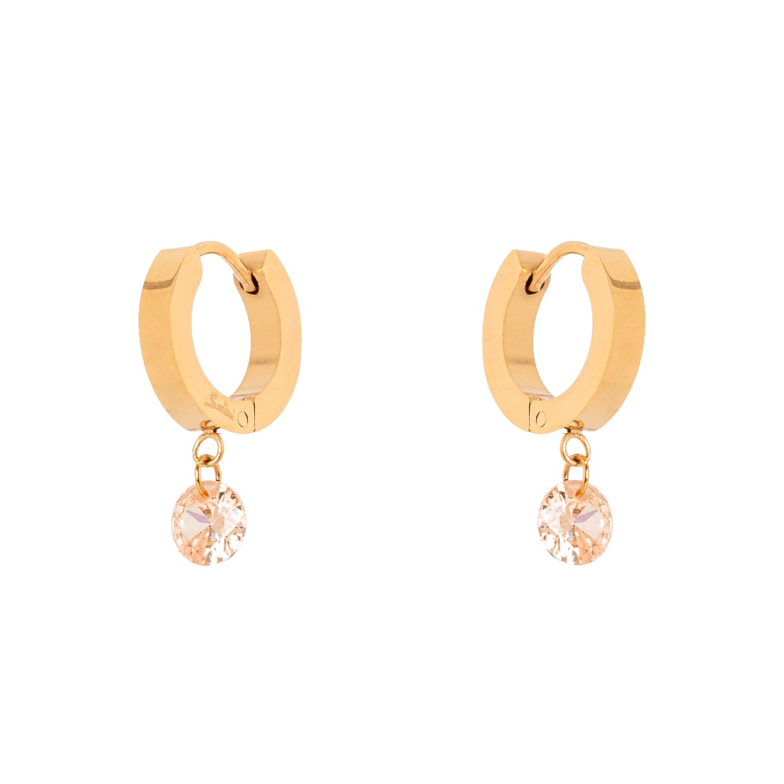 Orecchini cerchietto e cristallo pendente Lucciolina - Champagne - Sodini Bijoux