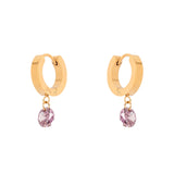 Orecchini cerchietto e cristallo pendente Lucciolina - Viola - Sodini Bijoux