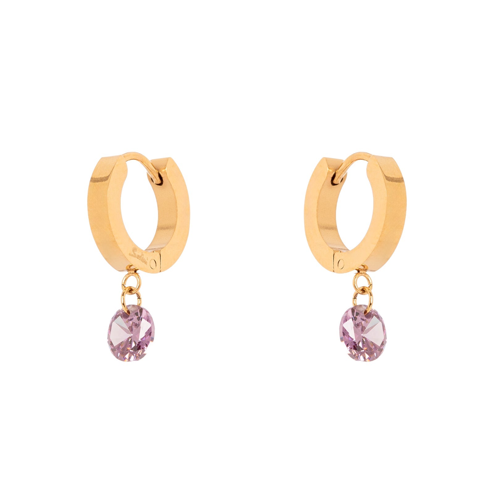 Orecchini cerchietto e cristallo pendente Lucciolina - Viola - Sodini Bijoux