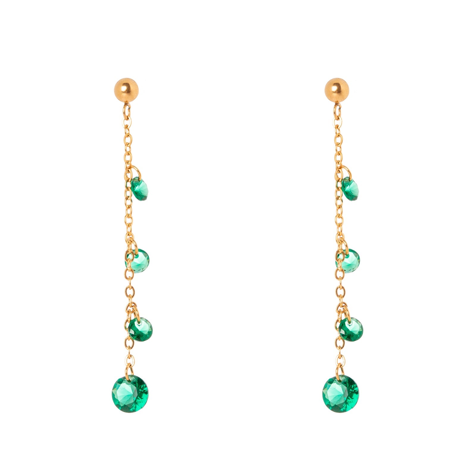 Orecchini catena e cristalli pendenti Lucciolina - Verde - Sodini Bijoux