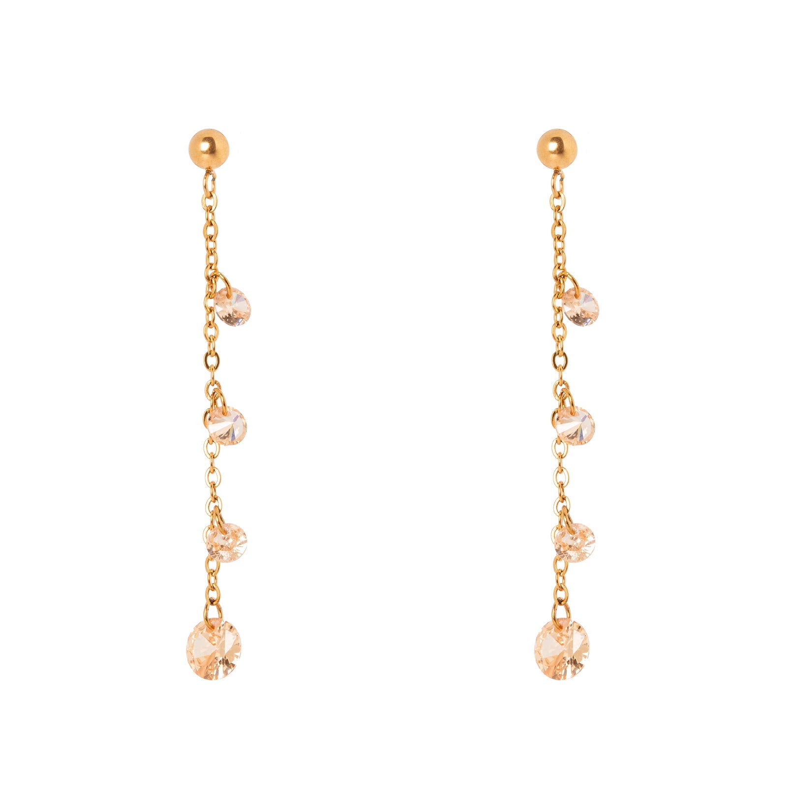 Orecchini catena e cristalli pendenti Lucciolina - Champagne - Sodini Bijoux