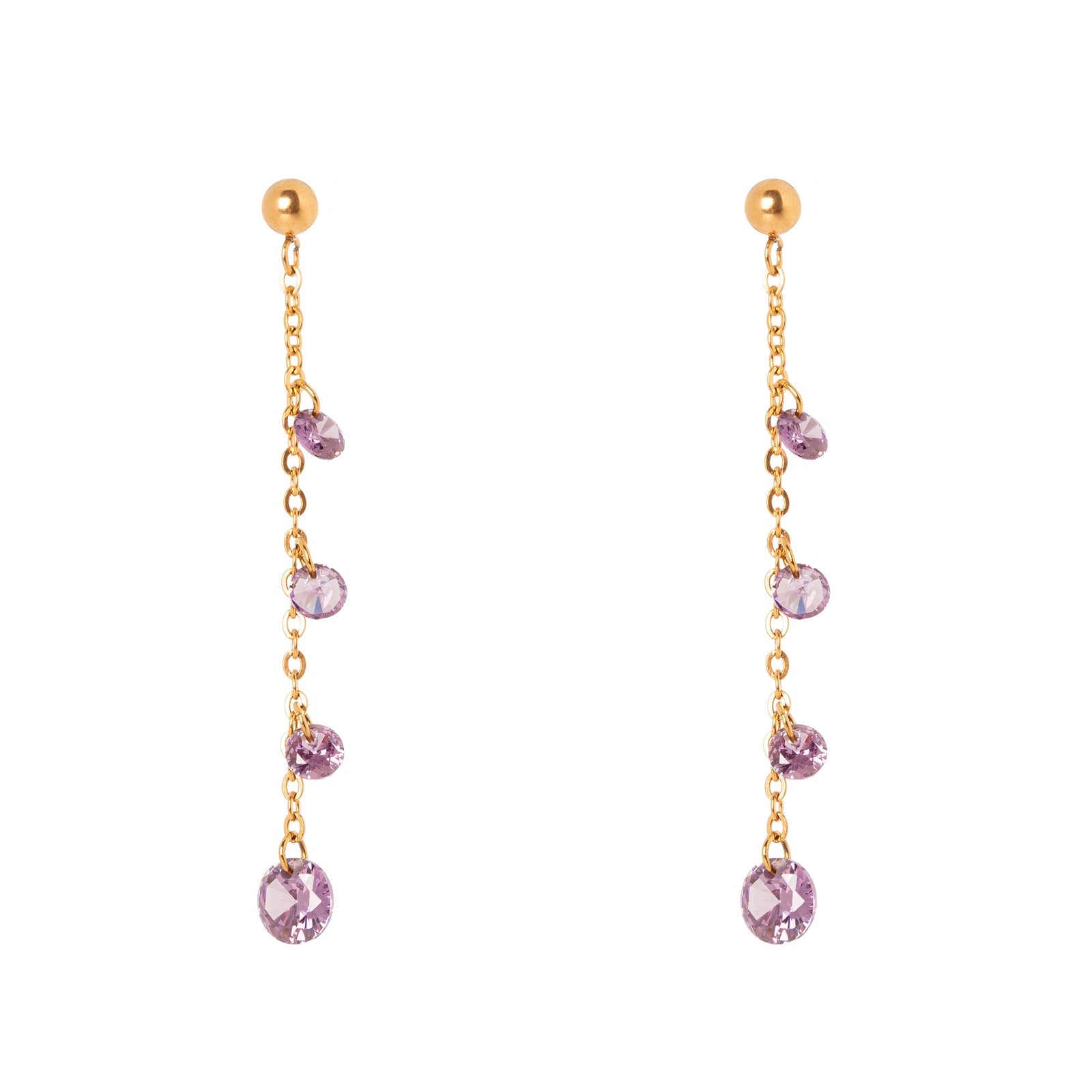 Orecchini catena e cristalli pendenti Lucciolina - Viola - Sodini Bijoux