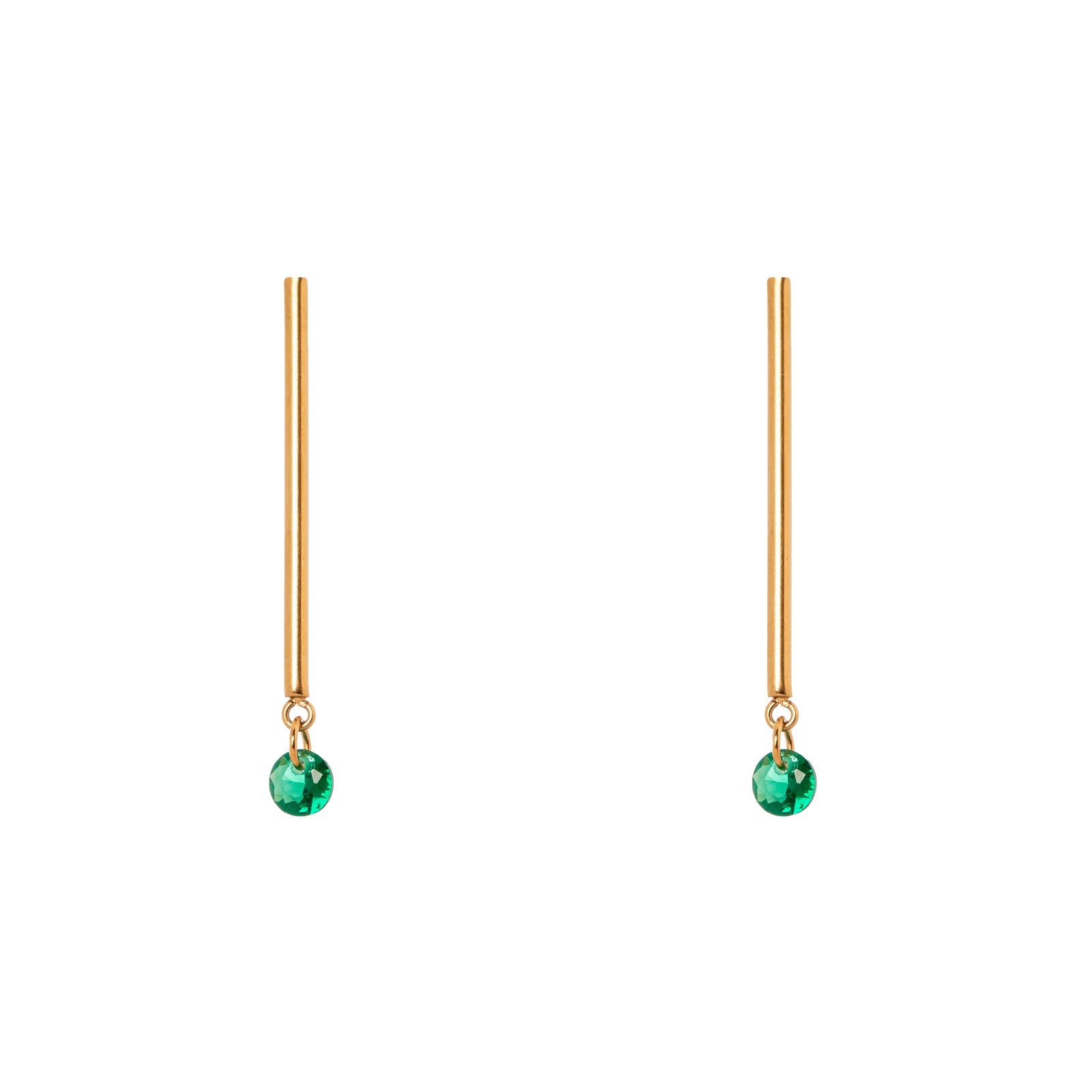 Orecchini barretta e cristallo pendente Lucciolina - Verde - Sodini Bijoux