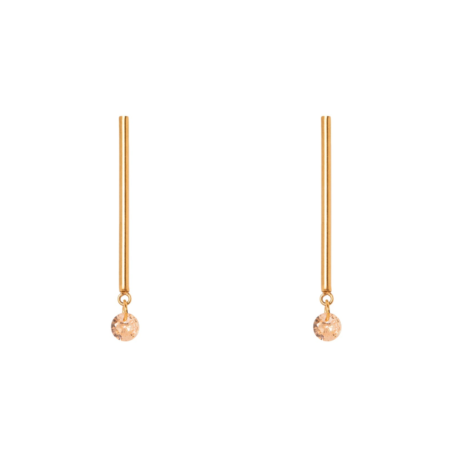 Orecchini barretta e cristallo pendente Lucciolina - Champagne - Sodini Bijoux