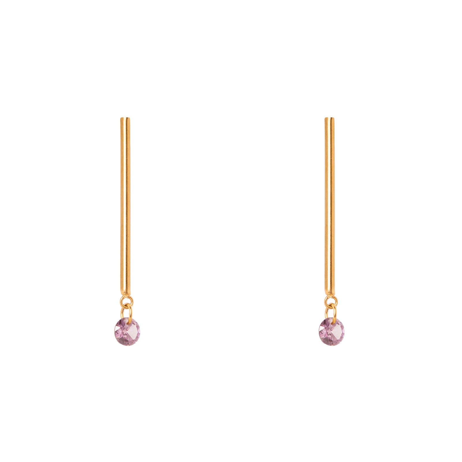 Orecchini barretta e cristallo pendente Lucciolina - Viola - Sodini Bijoux