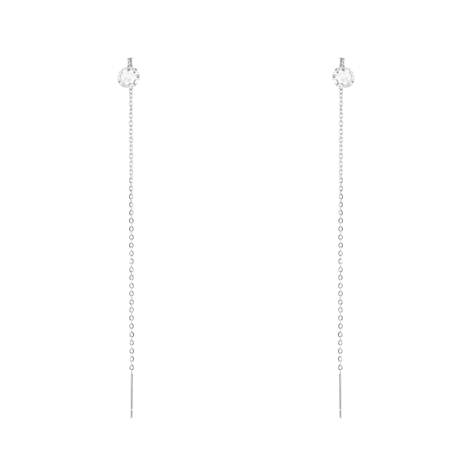 Orecchini ad ago, catena e cristallo Lucciolina - Bianco - Sodini Bijoux