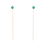 Orecchini ad ago, catena e cristallo Lucciolina - Verde - Sodini Bijoux