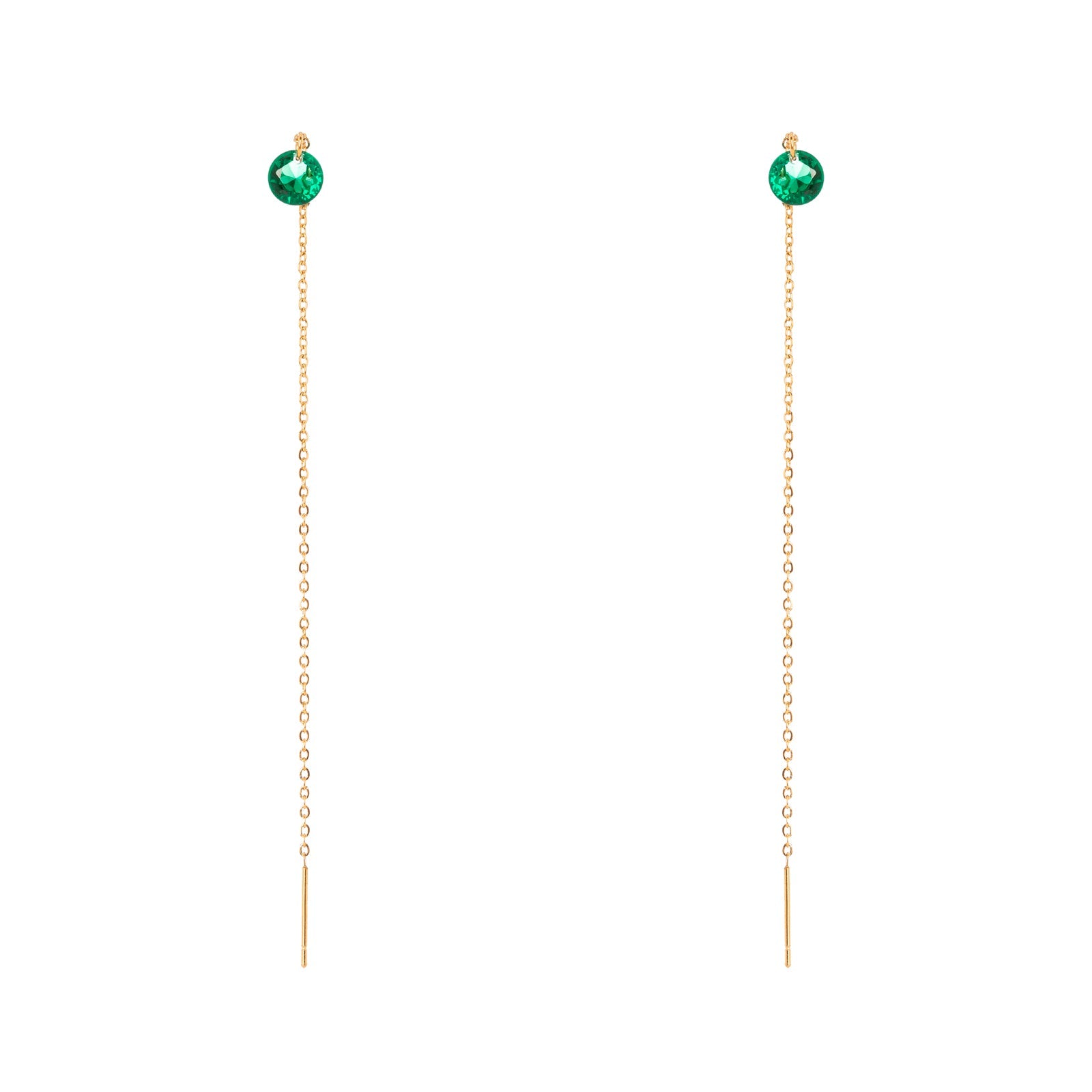 Orecchini ad ago, catena e cristallo Lucciolina - Verde - Sodini Bijoux