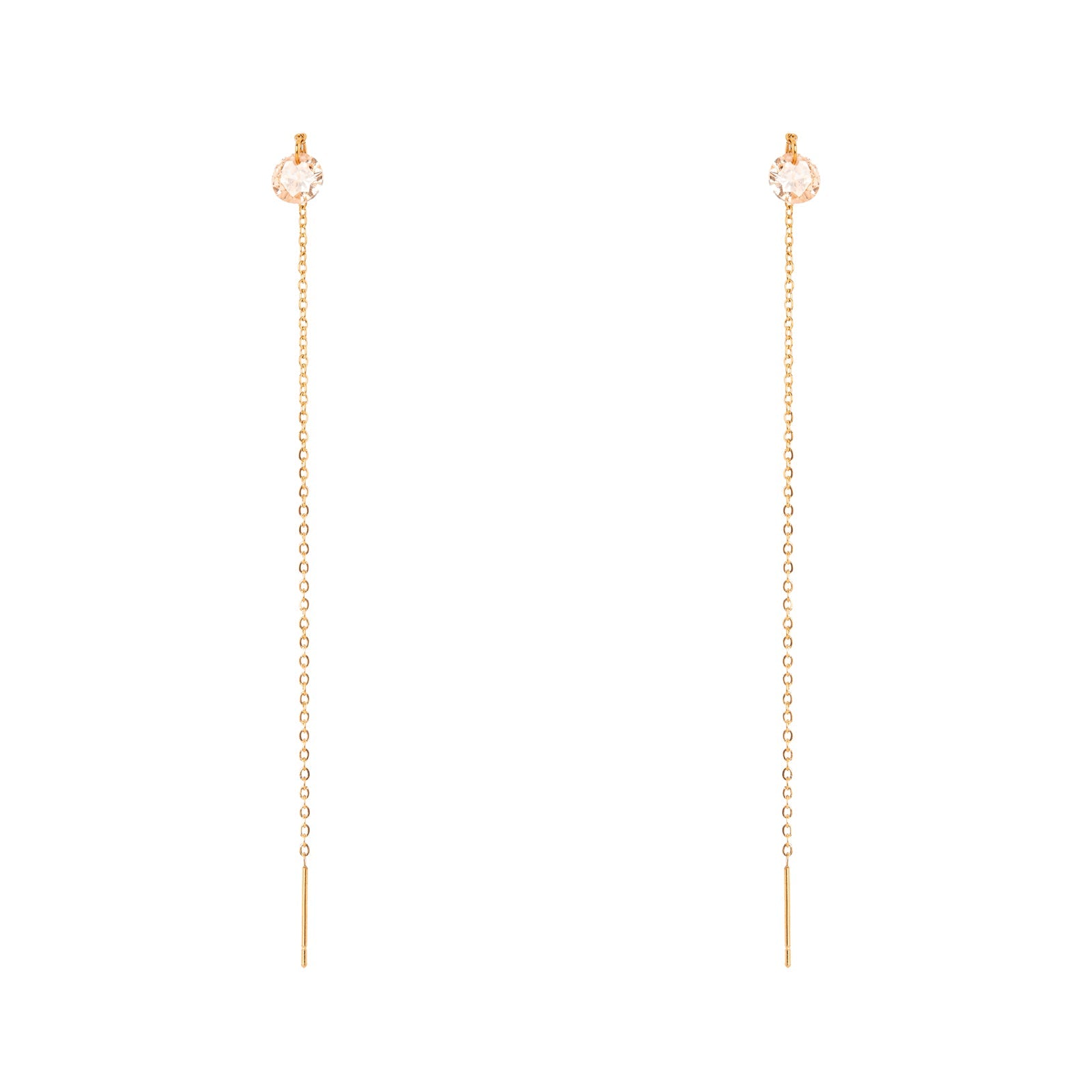 Orecchini ad ago, catena e cristallo Lucciolina - Champagne - Sodini Bijoux