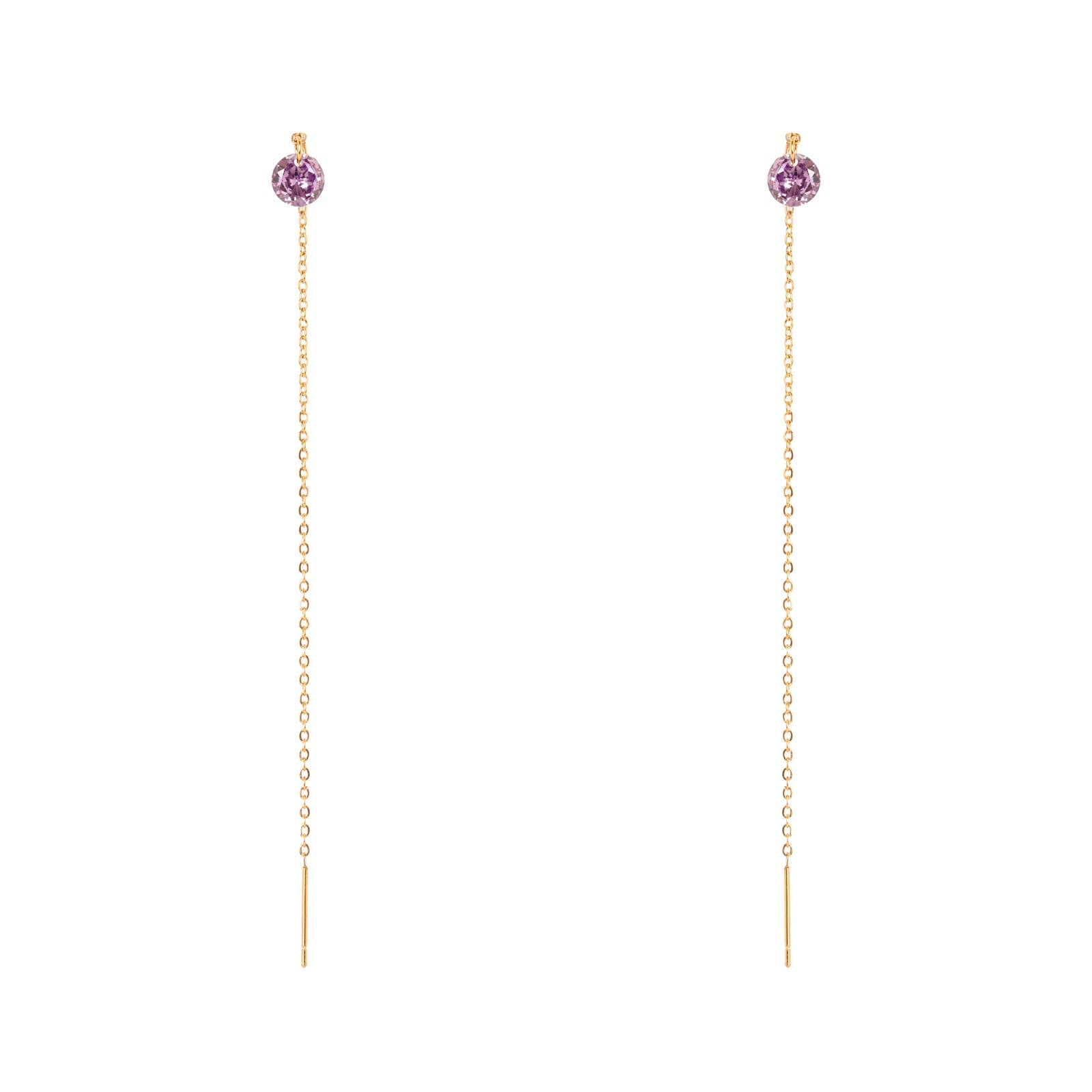 Orecchini ad ago, catena e cristallo Lucciolina - Viola - Sodini Bijoux