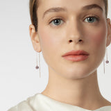 Orecchini ad ago, catena e cristallo Lucciolina - Viola - Sodini Bijoux