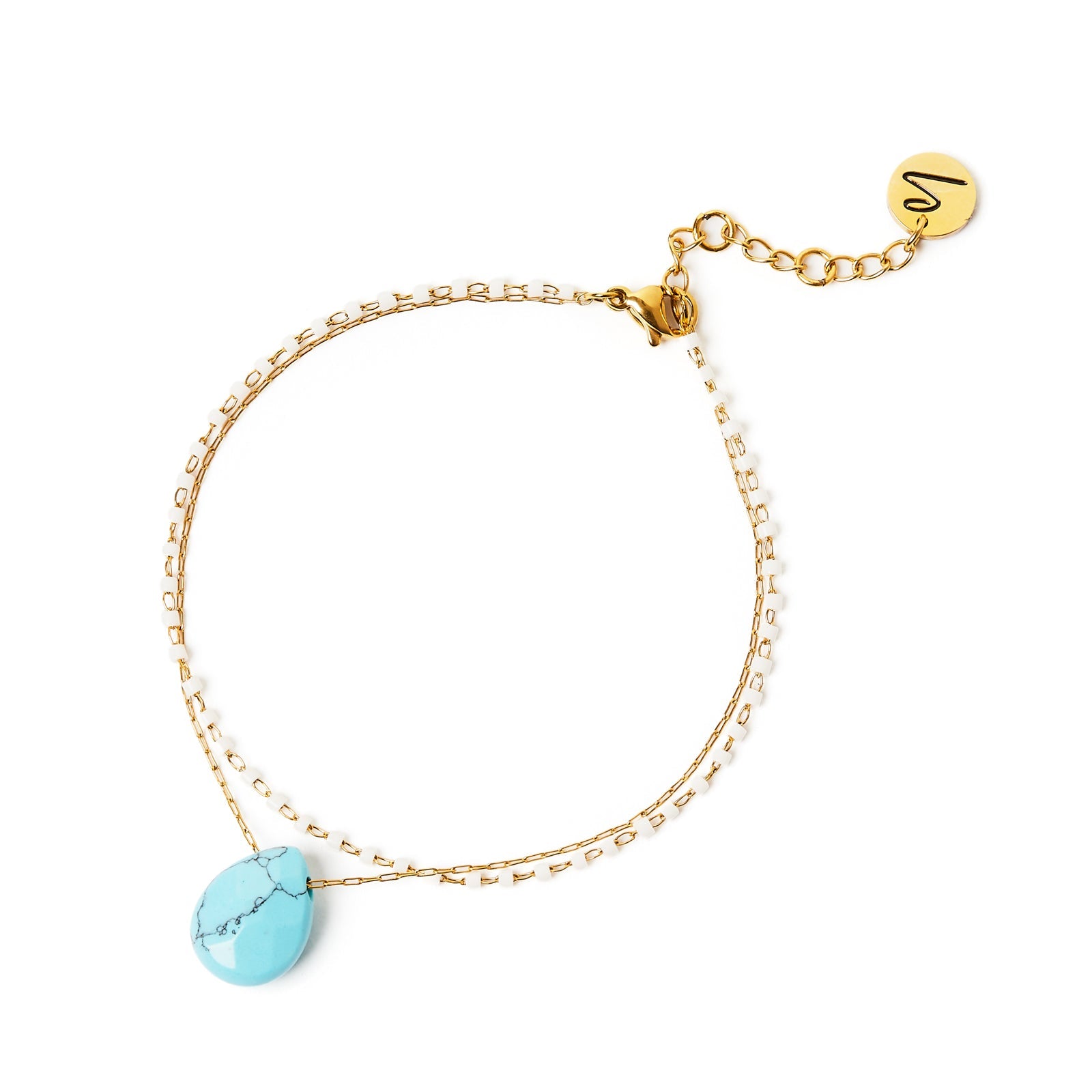 Bracciale doppio filo e goccia Izu - Turchese - Sodini Bijoux