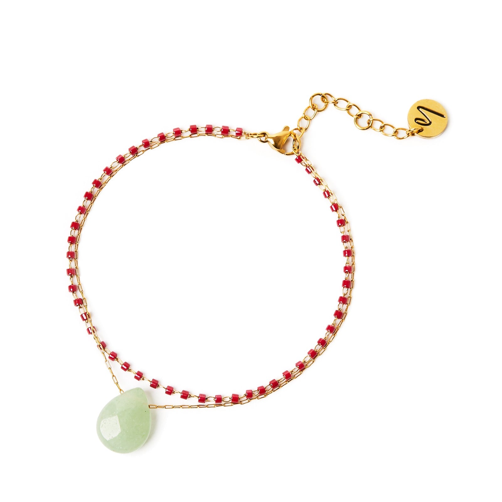 Bracciale doppio filo e goccia Izu - Rosso - Sodini Bijoux