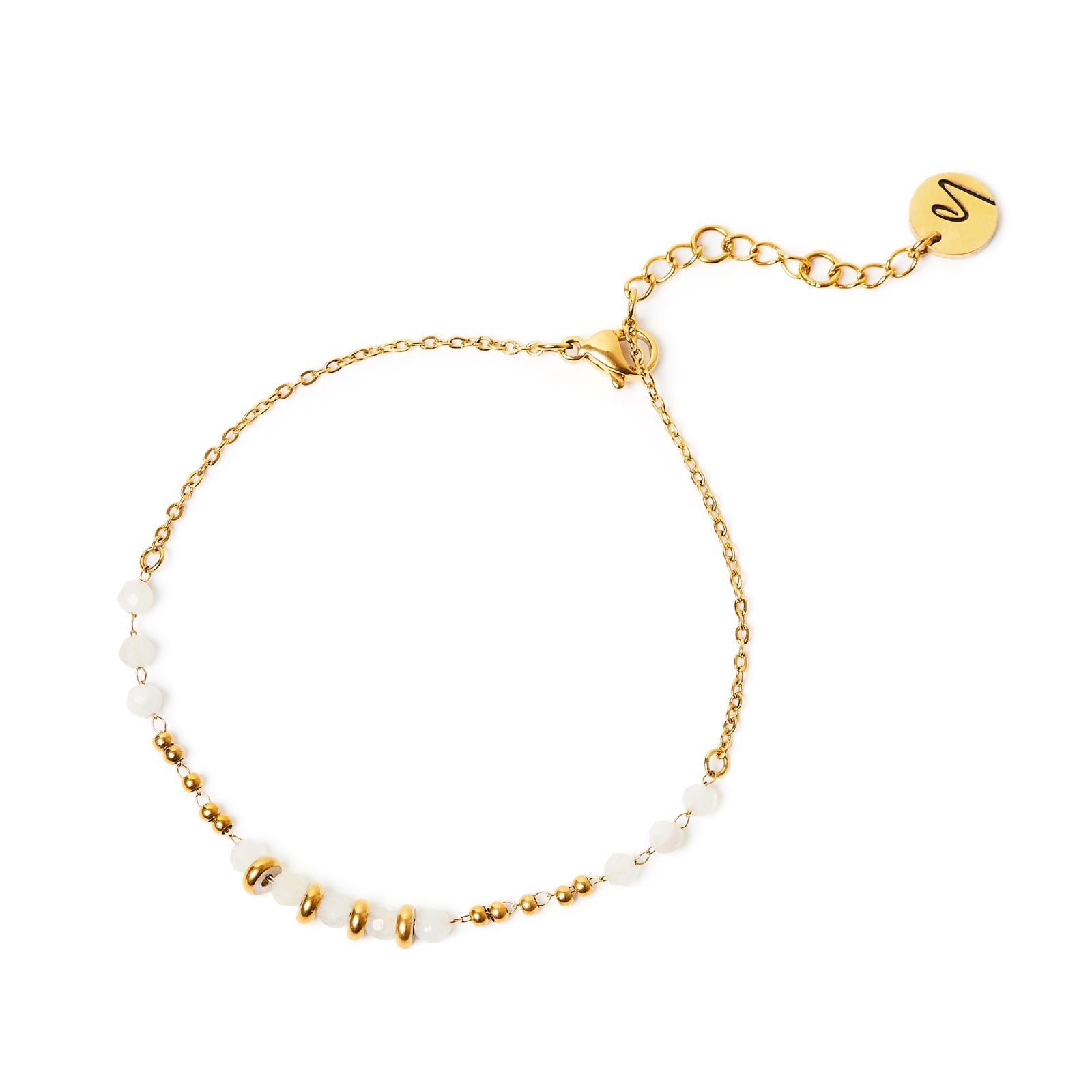 Bracciale sottile catena e perline Izu - Bianco - Sodini Bijoux