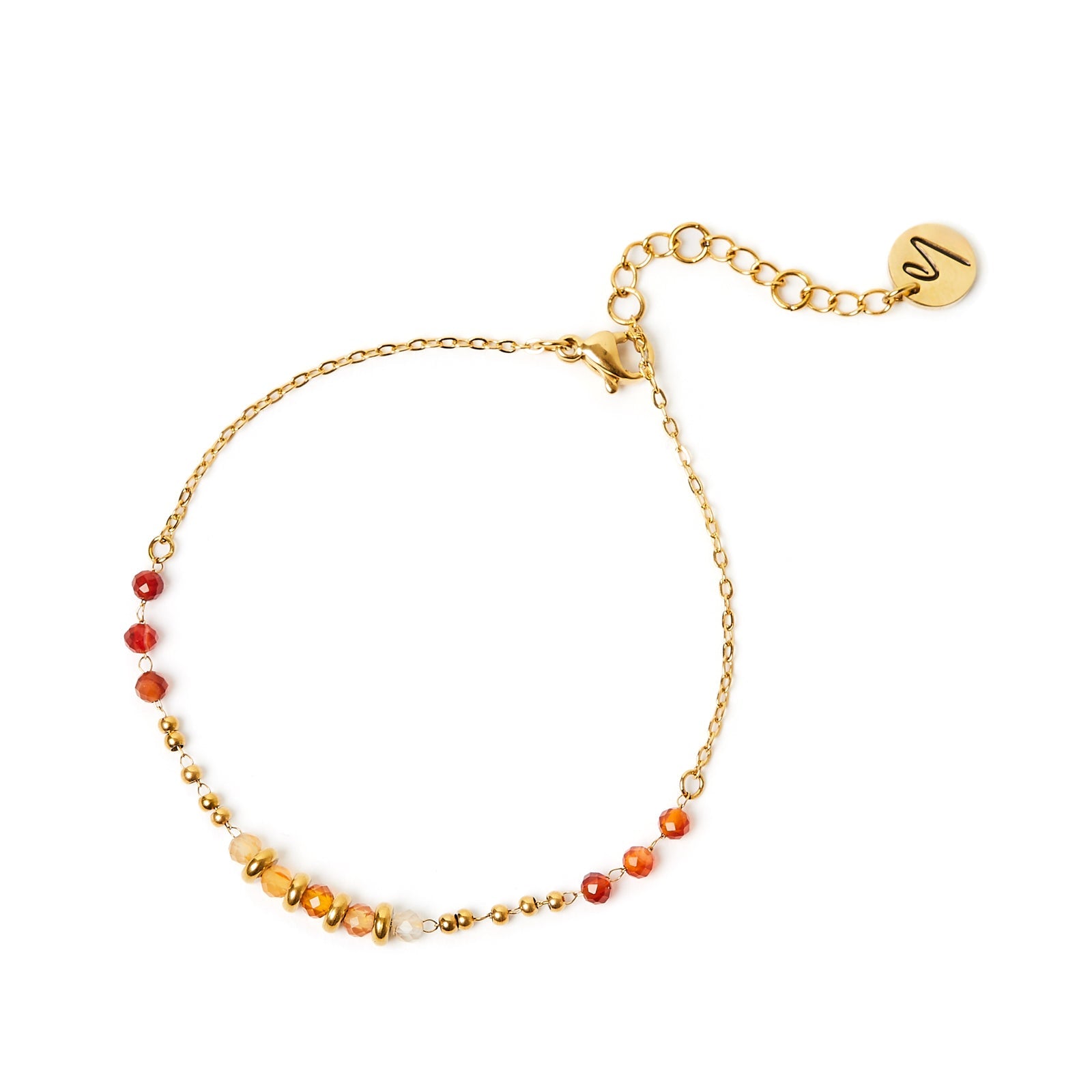 Bracciale sottile catena e perline Izu - Rosso - Sodini Bijoux