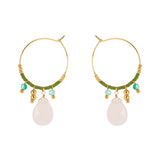 Orecchini cerchio perline e goccia Izu - Verde - Sodini Bijoux