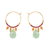 Orecchini cerchio perline e goccia Izu - Rosso - Sodini Bijoux