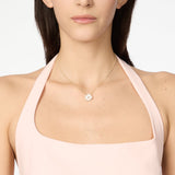 Choker with chain, mini spheres and little flower Hanami - White - Sodini Bijoux