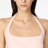 Choker with chain and three little flowers Hanami - Pink - Sodini Bijoux