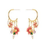Earrings hoop catenelle pendants Hanami - Multicolor - Sodini Bijoux