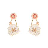Earrings hoop oval and three flowers Hanami - Multicolor - Sodini Bijoux