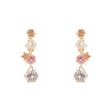 Earrings crystals, pearl and little flower Hanami - Multicolor - Sodini Bijoux