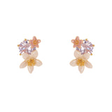 Orecchini cristallo e due fiori Hanami - Rosa - Sodini Bijoux