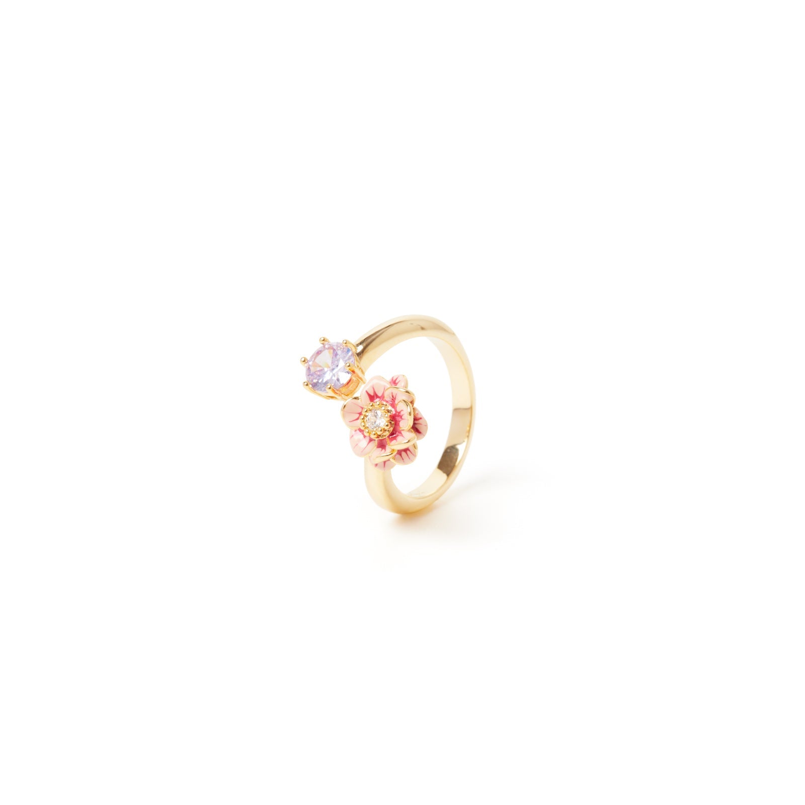 Anello con fiore e cristallo Hanami - Rosa - Sodini Bijoux