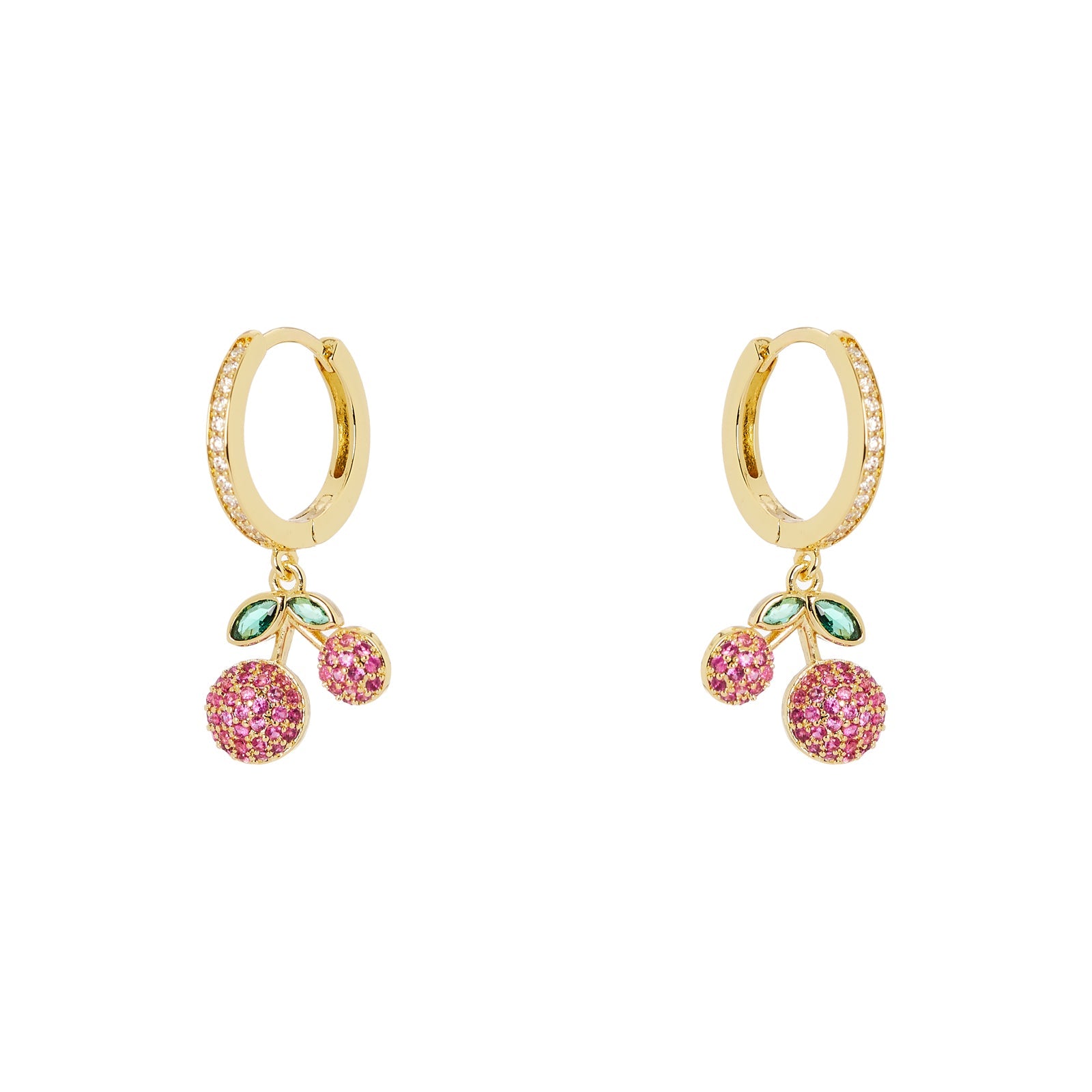 Orecchini cerchio e ciliege pavè Juicy - Multicolor - Sodini Bijoux
