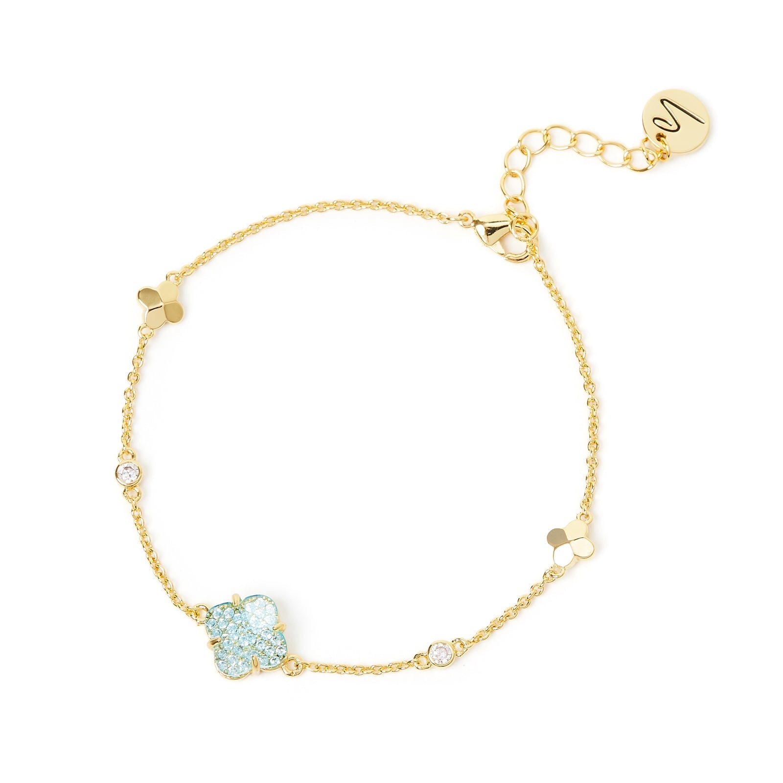Bracciale catena fiori pavè cilindretti Juliet - Blu - Sodini Bijoux