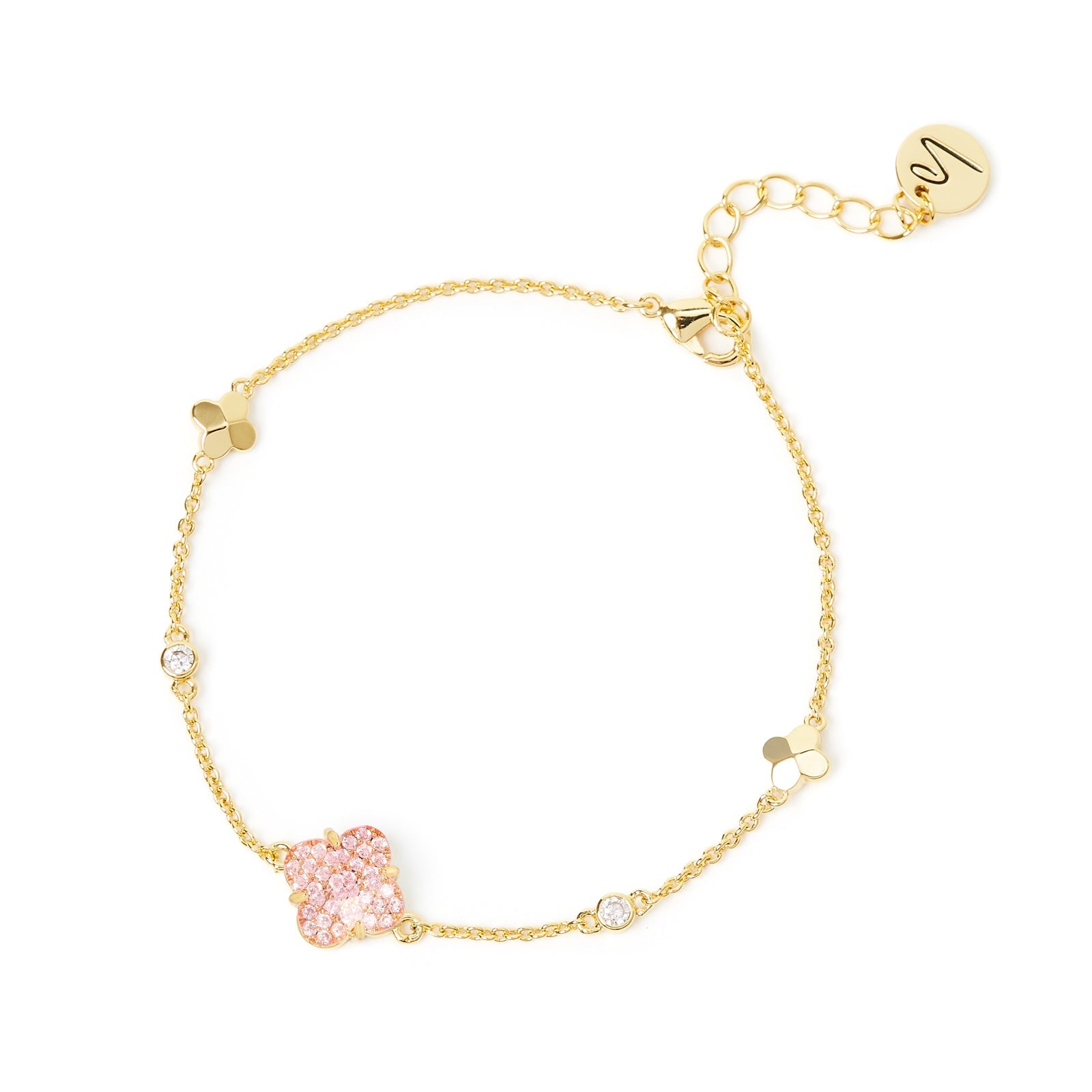 Bracciale catena fiori pavè cilindretti Juliet - Rosa - Sodini Bijoux