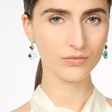Cascading earrings with three flowers Juliet - Blue - Sodini Bijoux